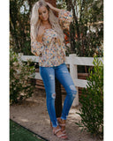 Azura Exchange Floral Front Tie Top in Multicolor Faux Two-piece Design - XL