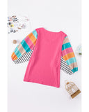Azura Exchange Bubble Sleeve Stripe Color Block Top - M