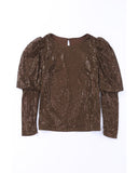Azura Exchange Sequin Puff Sleeve Top - L