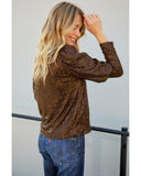 Azura Exchange Sequin Puff Sleeve Top - L