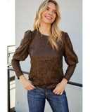 Azura Exchange Sequin Puff Sleeve Top - XL