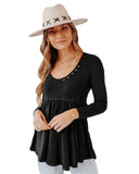 Azura Exchange Long Sleeve Buttons Babydoll Blouse - XL