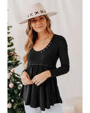 Azura Exchange Long Sleeve Buttons Babydoll Blouse - XL