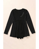 Azura Exchange Long Sleeve Buttons Babydoll Blouse - XL