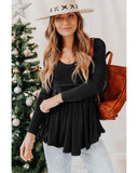 Azura Exchange Long Sleeve Buttons Babydoll Blouse - XL