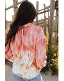 Azura Exchange Print Lace-up Buttoned Henley Top - L