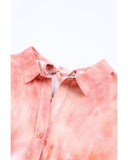 Azura Exchange Print Lace-up Buttoned Henley Top - L