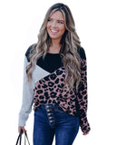 Azura Exchange Leopard Colorblock Long Sleeve Top - M