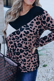 Azura Exchange Leopard Colorblock Long Sleeve Top - S