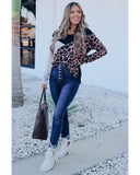 Azura Exchange Leopard Colorblock Long Sleeve Top - S