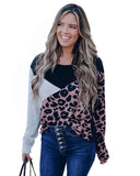 Azura Exchange Leopard Colorblock Long Sleeve Top - XL