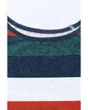 Azura Exchange Striped Lace Splicing Long Sleeve Top - M