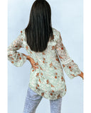 Azura Exchange Lace Crochet Trim Blouse with Floral Print - S