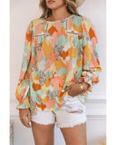 Azura Exchange Abstract Printed Long Sleeve Blouse - M