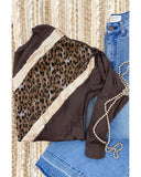 Azura Exchange Sequin Leopard Splicing Long Sleeve Top - M
