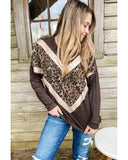 Azura Exchange Sequin Leopard Splicing Long Sleeve Top - M