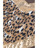 Azura Exchange Sequin Leopard Splicing Long Sleeve Top - M