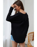 Azura Exchange Button Detail Waffle Knit Long Sleeve Top - M