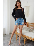 Azura Exchange Button Detail Waffle Knit Long Sleeve Top - M