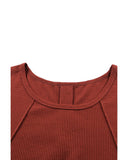 Azura Exchange Spliced Waffle Knit Long Sleeve Top with Button Detail - 2XL