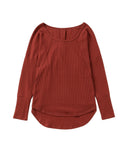 Azura Exchange Spliced Waffle Knit Long Sleeve Top with Button Detail - 2XL