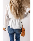 Azura Exchange Buttoned Swiss Dot Peplum Blouse - L