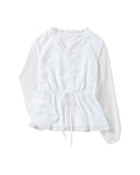 Azura Exchange Buttoned Swiss Dot Peplum Blouse - S