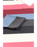 Azura Exchange Striped Mesh Splicing Round Neck Long Sleeve Top - S