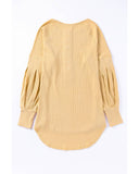 Azura Exchange Textured Ribbed Puff Sleeve Pullover - L