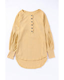 Azura Exchange Textured Ribbed Puff Sleeve Pullover - M