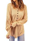 Azura Exchange Textured Ribbed Puff Sleeve Pullover - M