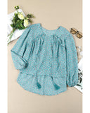 Azura Exchange Floral Print Drawstring Blouse - S