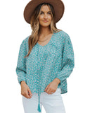 Azura Exchange Floral Print Drawstring Blouse - S