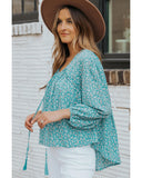 Azura Exchange Floral Print Drawstring Blouse - S