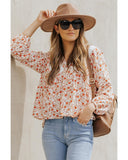 Azura Exchange Floral Lace V Neck Blouse - M