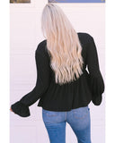 Azura Exchange Pleated Ruffled V Neck Babydoll Top - XL