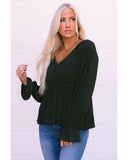 Azura Exchange Pleated Ruffled V Neck Babydoll Top - XL