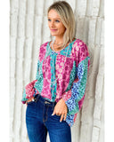 Azura Exchange Floral Leopard Mix Patchwork Pullover - M