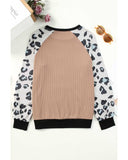 Azura Exchange Leopard Sleeve Contrast Knitted Pullover Top - S