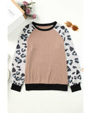 Azura Exchange Leopard Sleeve Contrast Knitted Pullover Top - S