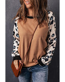 Azura Exchange Leopard Sleeve Contrast Knitted Pullover Top - S