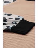 Azura Exchange Leopard Sleeve Contrast Knitted Pullover Top - S