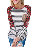 Azura Exchange Christmas Striped Patchwork Long Sleeve Top - XL