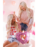 Azura Exchange Sequin Splicing Sleeves Knit Top - XL