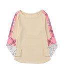Azura Exchange Checkered Leopard Raglan Sleeve Top - L