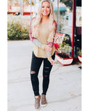 Azura Exchange Checkered Leopard Raglan Sleeve Top - L