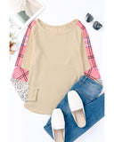 Azura Exchange Checkered Leopard Raglan Sleeve Top - L