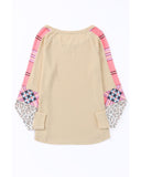 Azura Exchange Checkered Leopard Raglan Sleeve Top - L