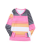 Azura Exchange Gradient Striped Long Sleeve V-Neck Blouse - S