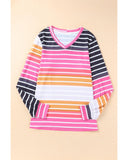 Azura Exchange Gradient Striped Long Sleeve V-Neck Blouse - S